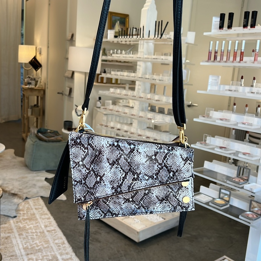 Hammitt Snakeskin Clutch/Crossbody with Gold Accents - Picture 3 of 11